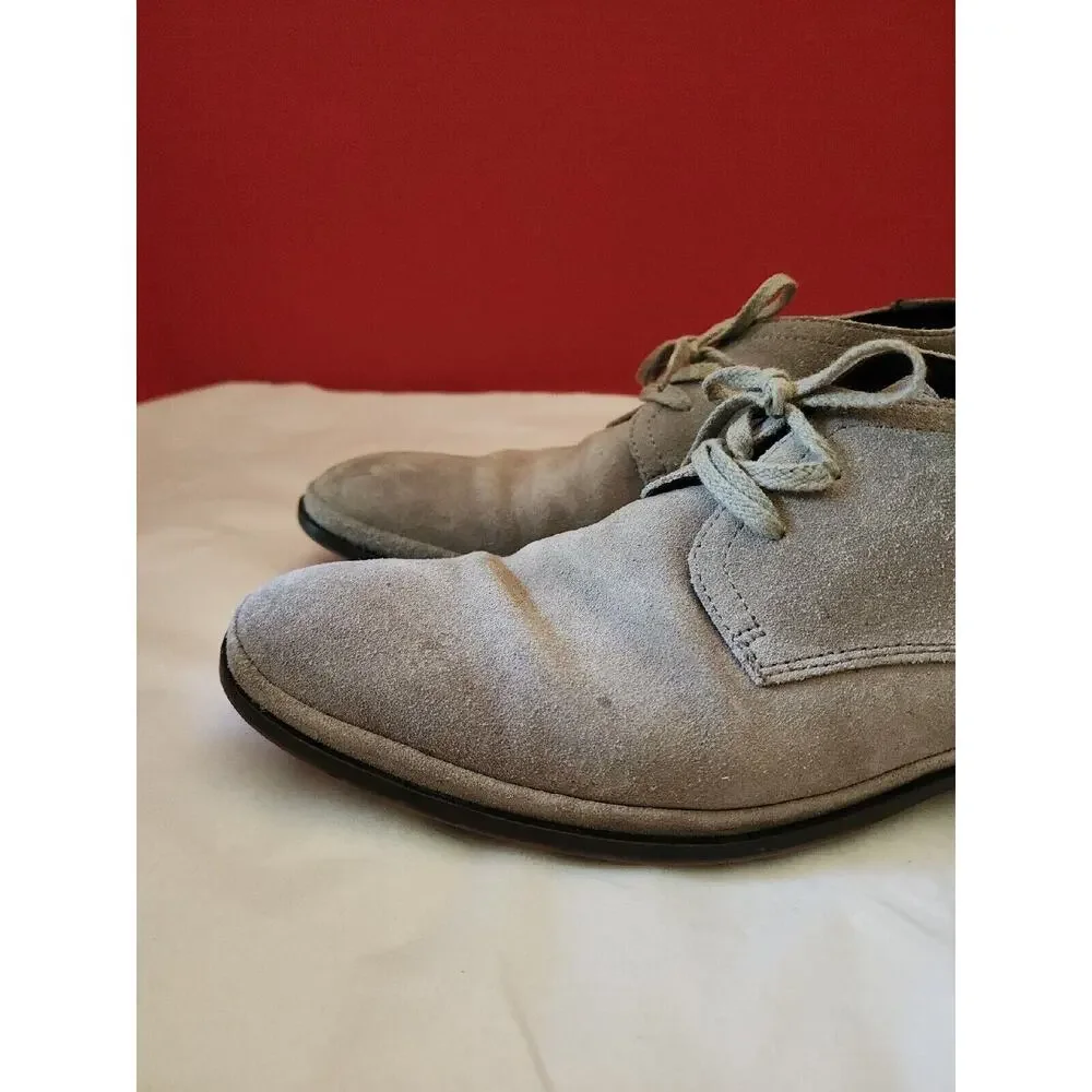 Men's John Varvatos USA Beige Leather Suede Lace Up Dress Ankle Chukka Boots 8 M